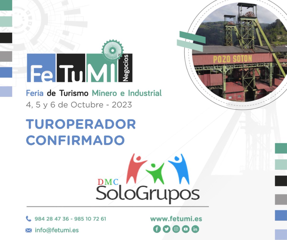 A una semana del inicio de #Fetumi, operadores de todo el país nos acompañarán en esta nueva edición y seguimos recibiendo confirmaciones para que el evento sea todo un éxito. ¡Cada vez queda menos para descubrir el potencial del patrimonio industrial y minero asturiano!