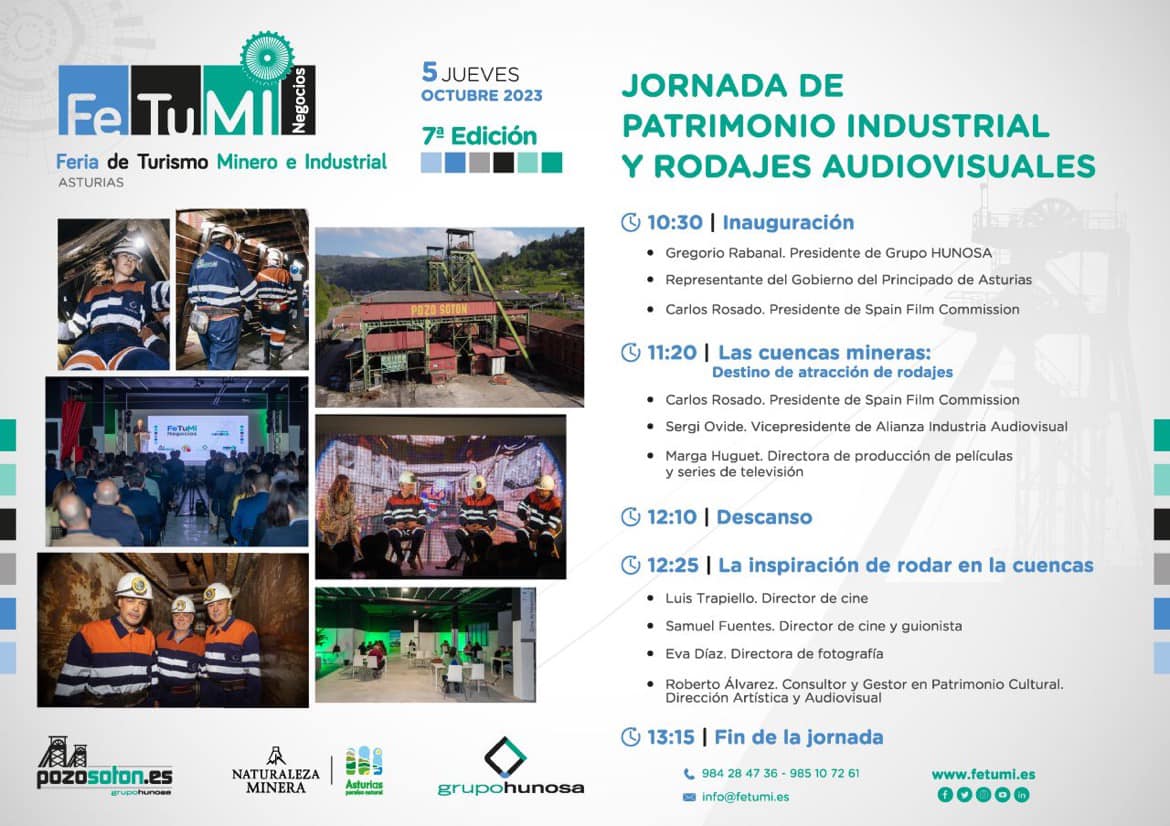 A casi una semana del arranque, os contamos que esta nueva edición de #Fetumi acoge unas interesantes jornadas sobre patrimonio industrial y rodajes audiovisuales el jueves 5. 
*Las jornadas no están abiertas al público general y la asistencia requiere invitación previa.