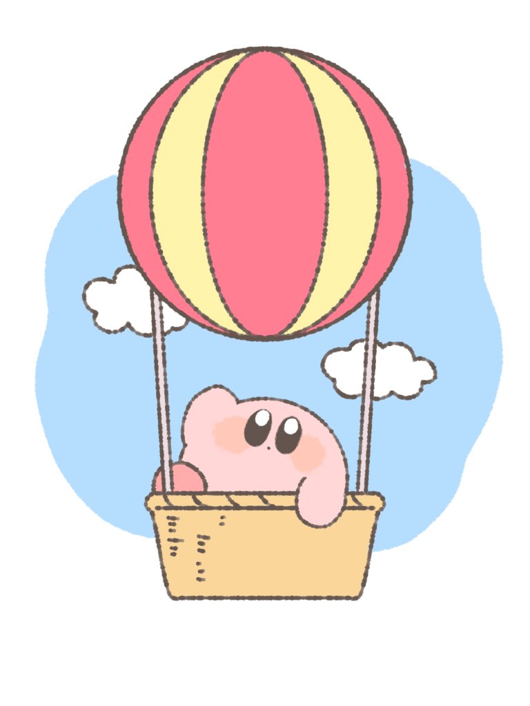 カービィ「気球でぷかぷか #1日1低画質カービィ 」|にめのイラスト