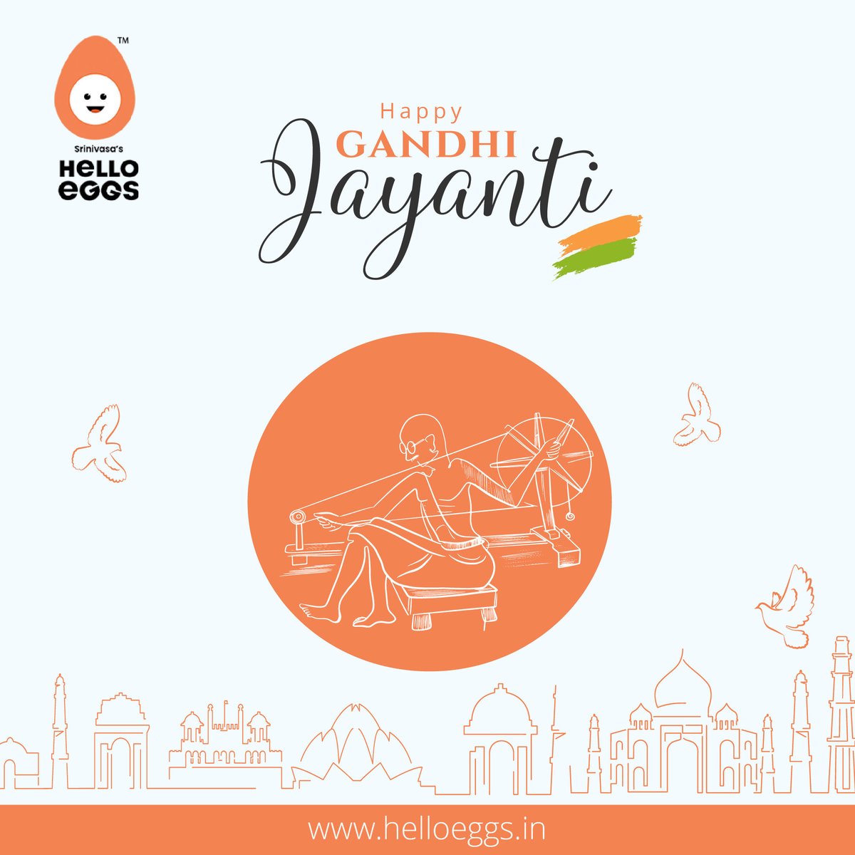 On Gandhi Jayanti, let's remember that forgiveness is a sign of strength, and love is the most powerful force in the world. Spread love and peace.

#happygandhijayantii #helloeggs #SrinivasaFarms #GandhiJayanti #MahatmaGandhi #fatherofthenation #nonviolence #peaceandharmony