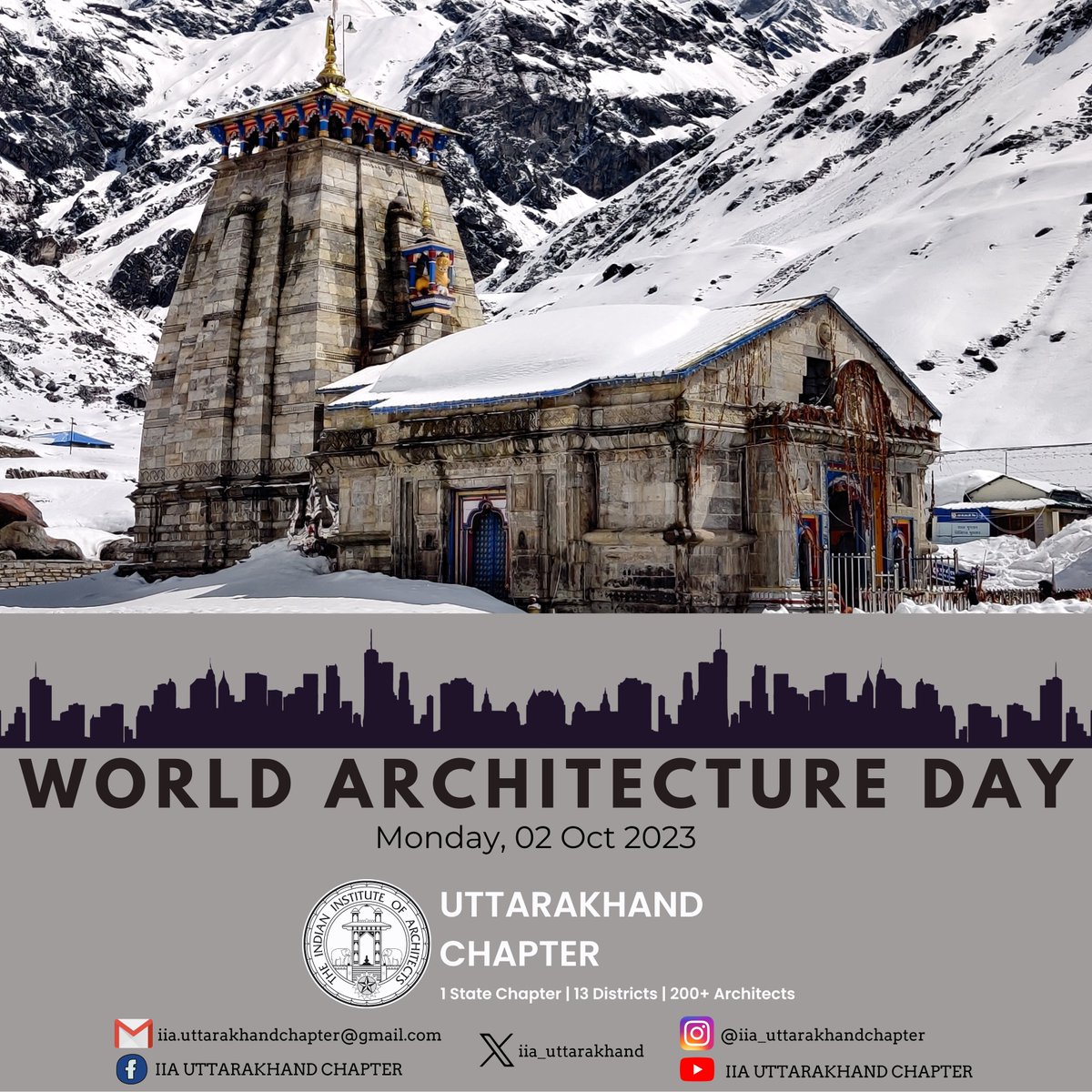 iia_uttarakhand's tweet photo. #World_Architecture_Day Greetings to all Architects who work throughout the year towards making lives of the common man better, by designing functional spaces. @iiaNashik @IIA_Lonavala @iia_vadodara @IIAMahaChapter @IiaChapter @iianc @IIA_National @GreenAssocham @CouncilofArchi1 https://t.co/PlG5uHIc4f