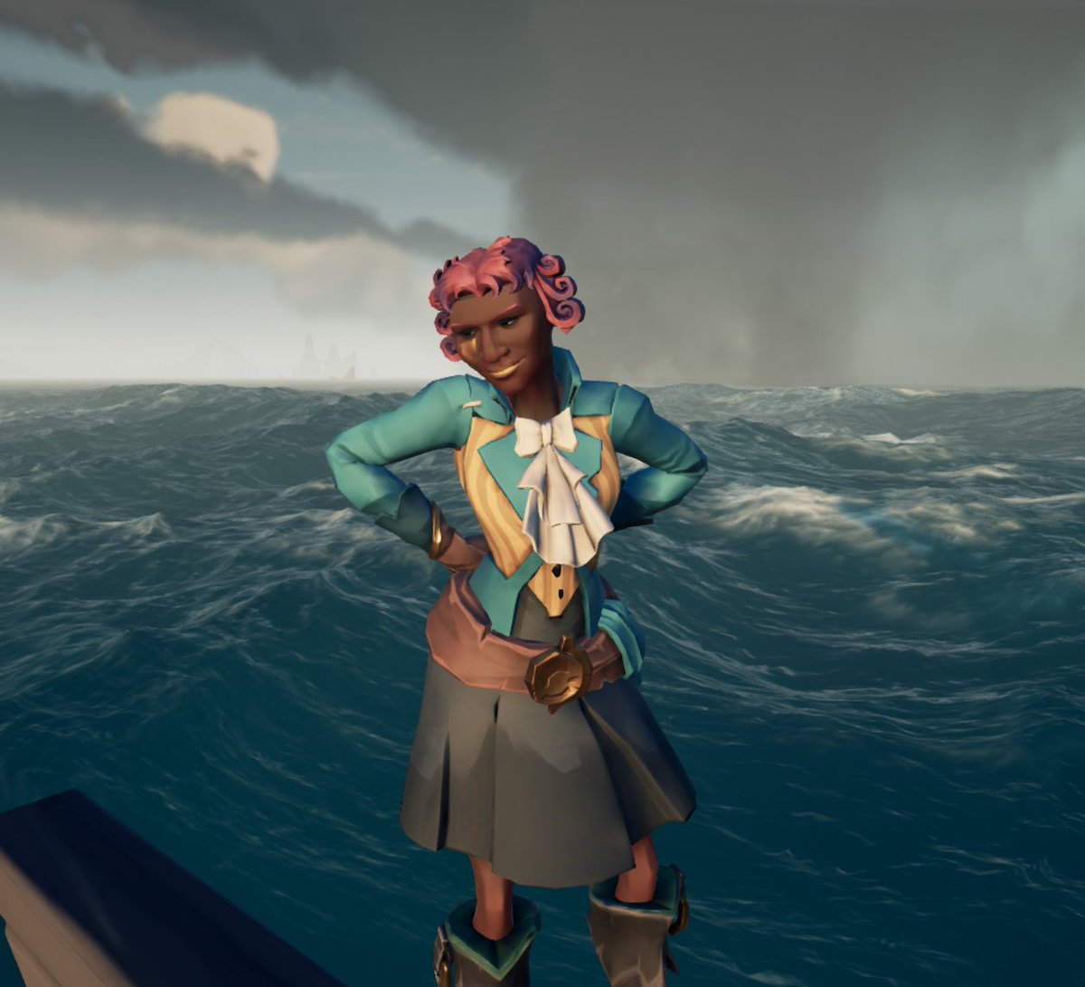 Southwardfaun's tweet photo. @SeaOfThieves My crewmate got dressed up super fancy so I tried to dial up the cuteness https://t.co/M8fOtqqW0J