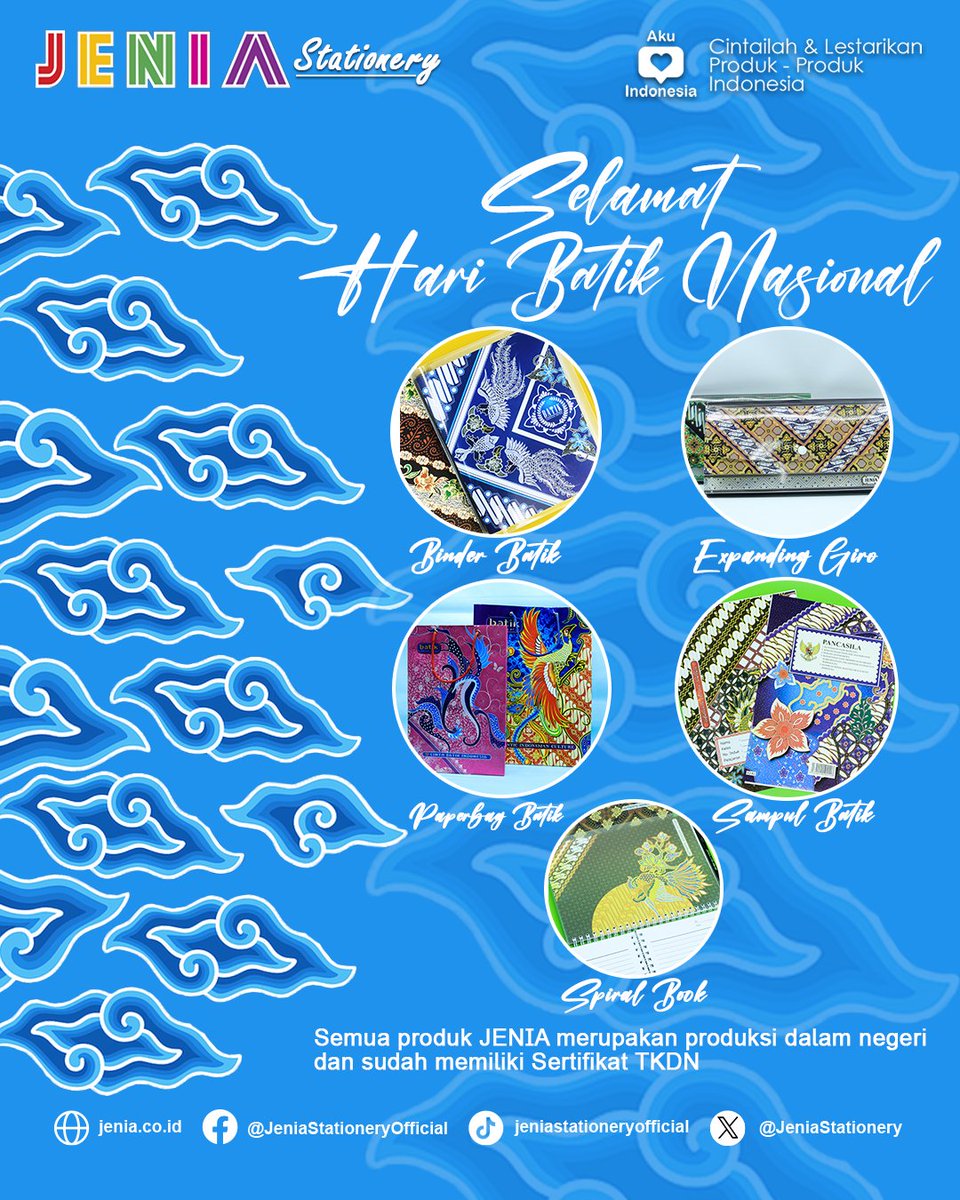 JeniaStationery's tweet image. Halo sobat jenia!👋

Selamat Hari Batik Nasional yaaa!
Warisan tidak harus uang dan Materi. Indonesia memiliki Warisan yang dikagumi oleh bangsa lainnya dan satu diantaranya adalah Batik.
Selamat Hari Batik Nasional❤️

#batik #batikmegamendung #haribatiknasional #produkindonesia