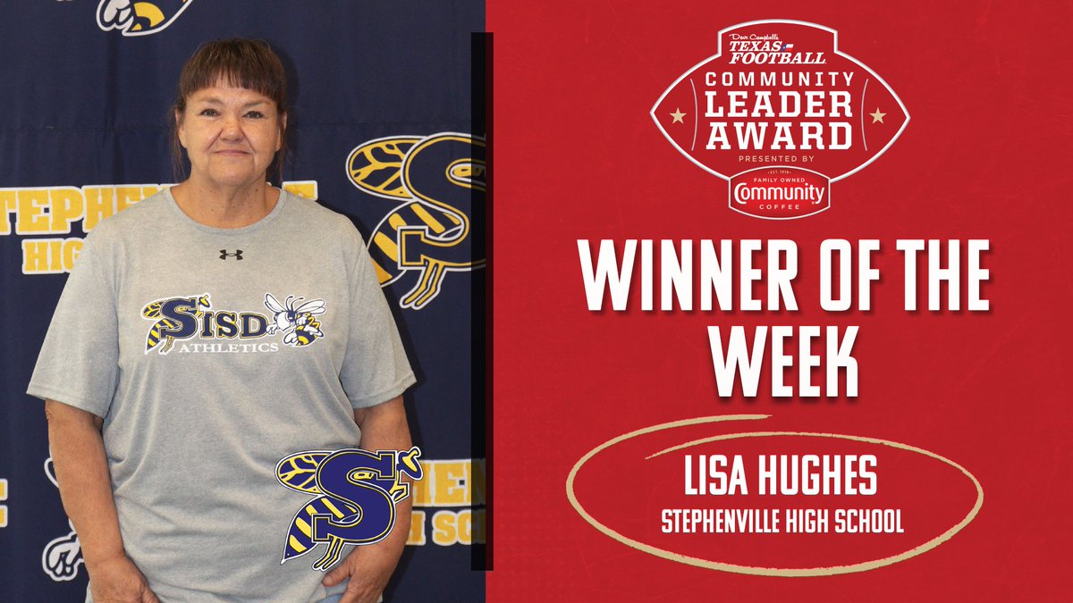 dctf's tweet photo. Congratulations to Lisa Hughes of Stephenville High School on winning the Community Coffee Leader of the Week Award! Check out this interview with Lisa!

Watch: https://t.co/mDIkQod0Or

@CommunityCoffee @stephenvilleisd @CoachDoty_SHS @SvilleYJFB https://t.co/c41Gu7vr9M