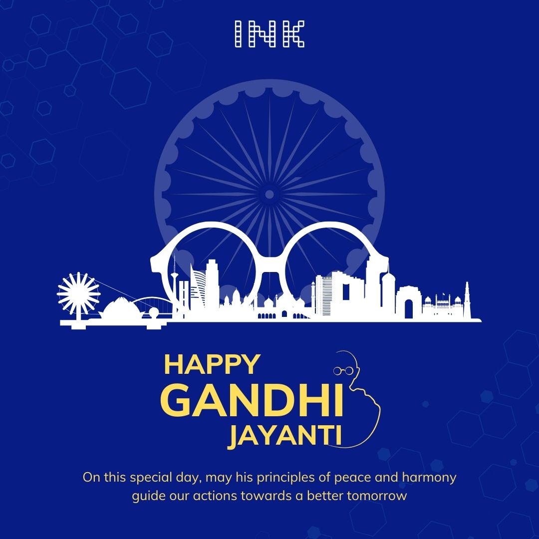 Honoring the profound legacy of Mahatma Gandhi on this special day of Gandhi Jayanti. His life exemplified simplicity, truth, and an unyielding quest for justice. 
Happy Gandhi Jayanti to all the peaceful souls out there from INK Family! 🇮🇳🙏

#GandhiJayanti #MahatmaGandhi #INK