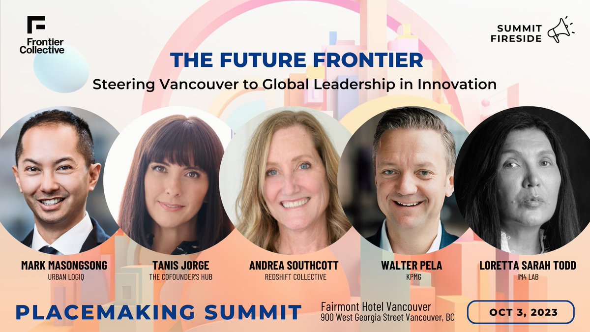 Vancouver is a beautiful, vibrant city with an incredible innovation sector. That said, we can do better; we can do more. Excited to be part of the Placemaking Summit this October  3rd. It will be a day of discovering how we as a province, industry, and as citizens, can continue