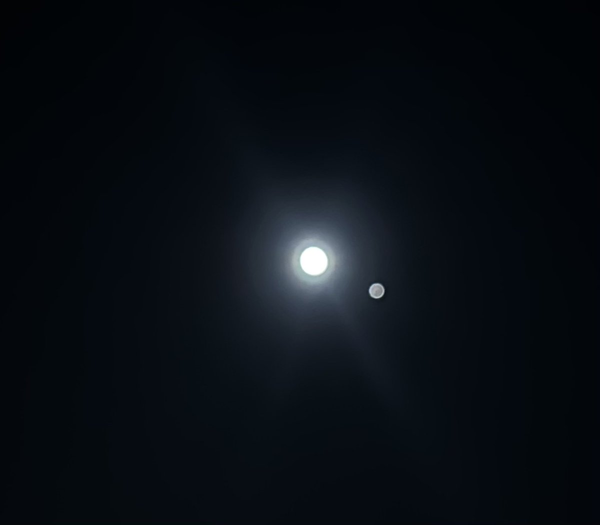 Moon and Jupiter tonight - just on the smartphone. irresistible view.
