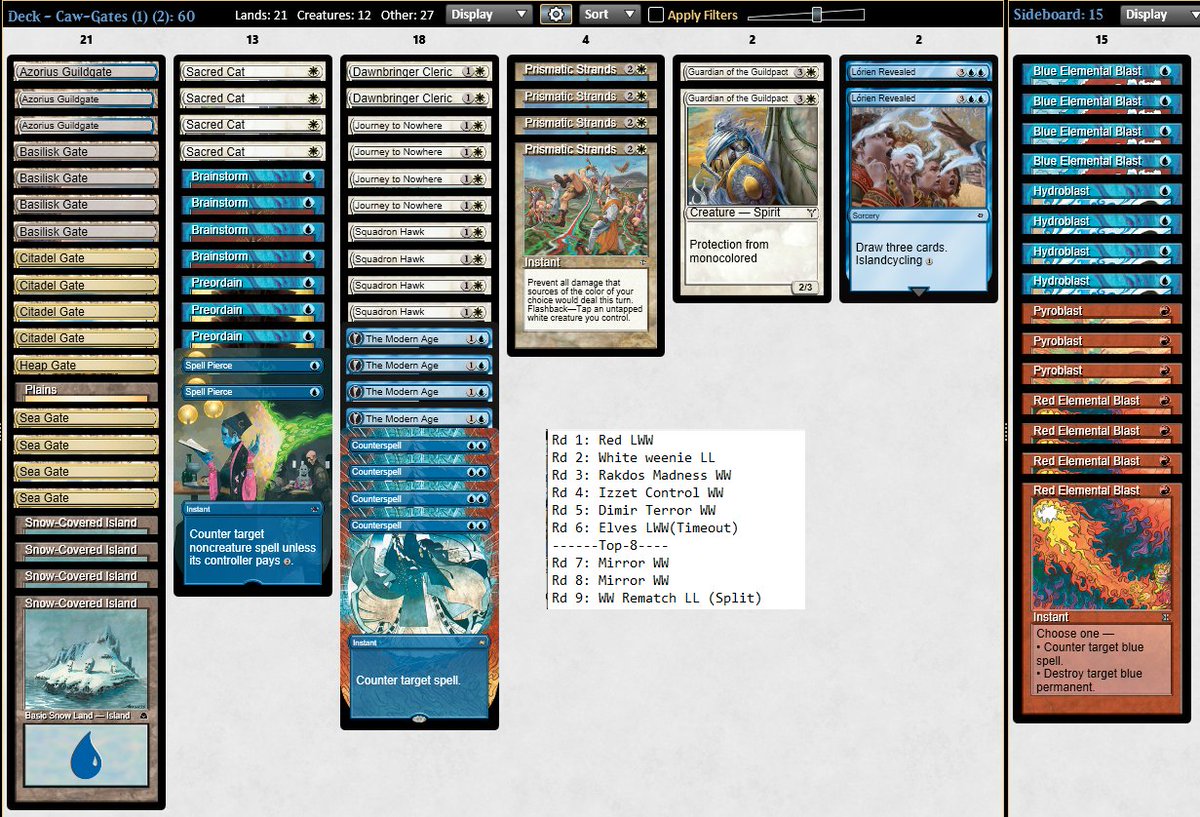 Gnexists's tweet photo. Split the 10/1/2023 pauper challenge with a funny sideboard. This format sucks :) https://t.co/rTom4y0sI7