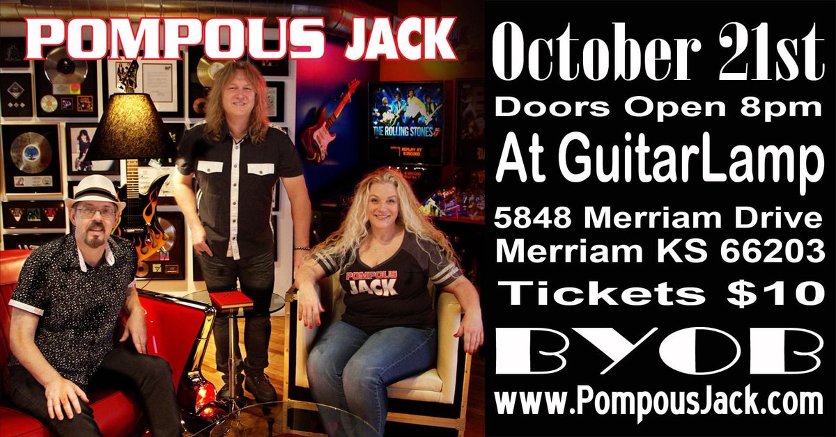 PompousJackBand's tweet photo. Come party with Pompous Jack at GuitarLamp! We will be playing a 2 hour set of covers &amp; original songs! This is a change in location from the original venue. If you have already bought tickets online through ticketmaster you will be refunded shortly. New tickets are available now https://t.co/PohpTugJVU