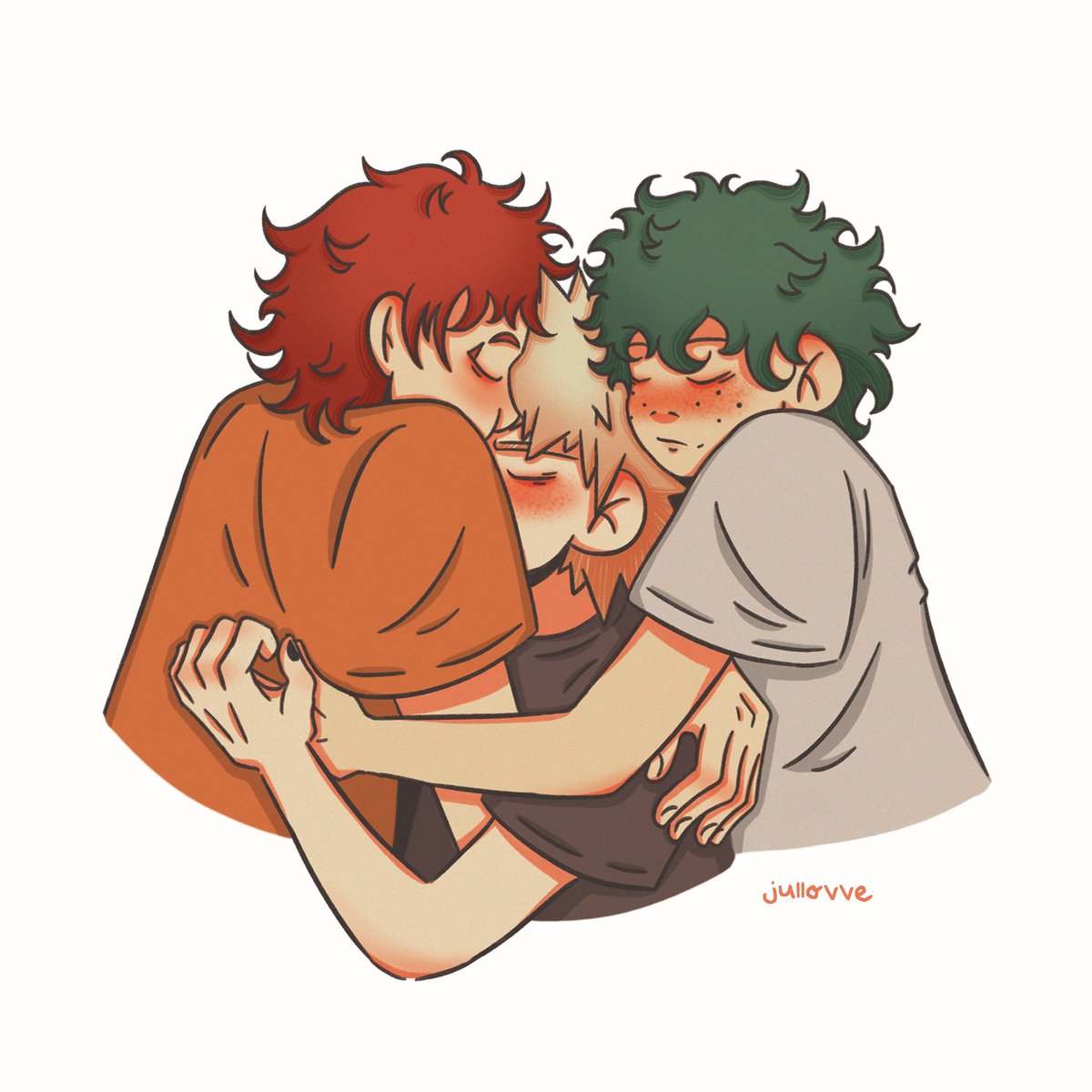 jullovve's tweet photo. thinking about how after the war ends kirishima and midoriya both won't let bakugou be alone and keep following him everywhere like puppies:(

kiribakudeku; krbkdk; deku ´- https://t.co/LvhROm7YHn