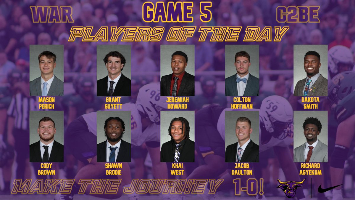 Players of the game go to these 10 men who had special performances to help us go 1-0 yesterday! @MasonPerich30 @gguyett_3 @JayH0W19 @ColtonHoffman16 @djsmith61 @ctbrown13 @shawn_brodiejr @khai_west11 @jacobfdaulton @RichardKAgyekum #MakeTheJourney #C2BE #WAR #ProveIt #BAW