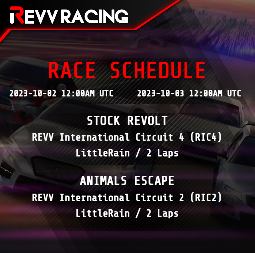 REVV_Racing's tweet photo. 🛣️ It's a day where RIC tracks will test everyone.
🏎️💨Don't let the little rain hinder you; show your excellent driving skills.
#stockrevolt #autosports #carcollection https://t.co/YdrKGMkMa5