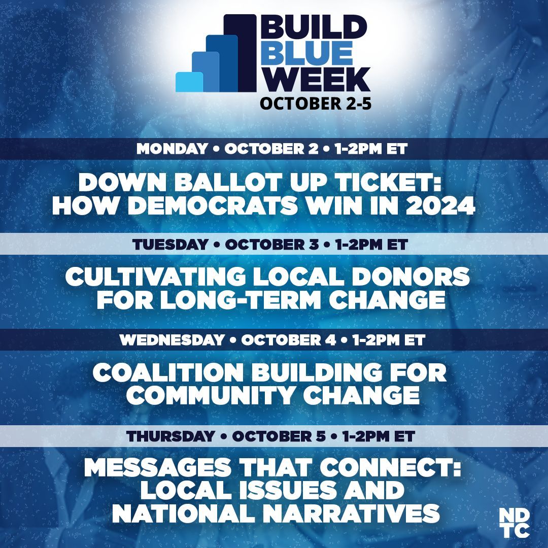 TrainDems's tweet photo. It all starts tomorrow - our favorite week of the year. #BuildBlueWeek!!
We'll spend four days drawing on the expertise of Democratic leaders & learning strategies that will unite your community & lead a blue wave across the nation.
Don't forget to RSVP: https://t.co/LMcfANojHq https://t.co/NaugLwspmv
