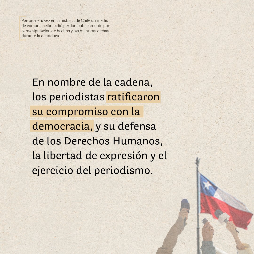 🇨🇱 Por primera vez en la historia de Chile, un medio de comunicación pidió perdón públicamente por la manipulación de hechos y las mentiras dichas durante la dictadura: Mónica González en el #ConsultorioÉtico📩

Lee más aquí 👉🏻bit.ly/46A9Dv9