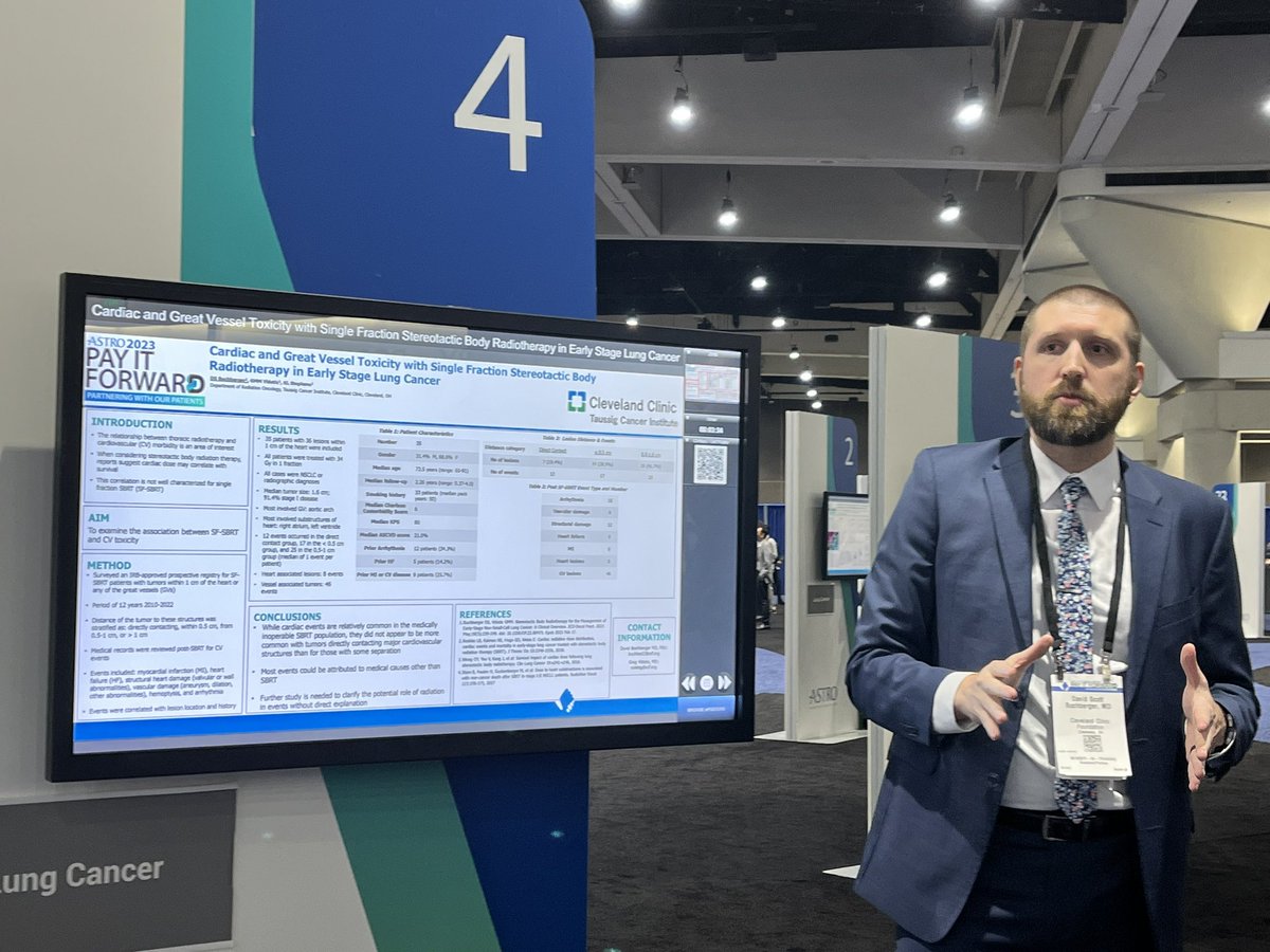awesome job <a href="/DavidBuchberger/">David 🌐</a> on #ASTRO23 poster on cardiac toxicity after single fraction lung SBRT! proud of our #CleClinicCancer #radonc residents for their hard work and dedication to the field! <a href="/CleClinicMD/">Cleveland Clinic MD</a>