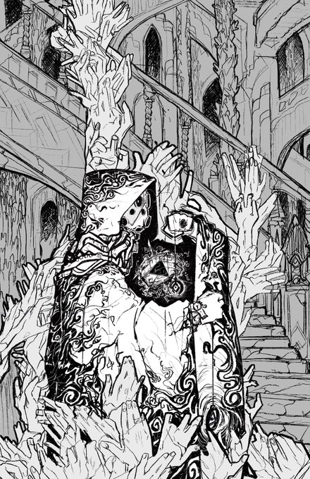1. Forbidden knowledge

(hi yeah i'm doing inktober i found a prompt list from 2020 called weirdtober it's about eldritch horror and that's my thing right now so that's what we're doing)

#inktober #inktober2023 #inktober2023day1 