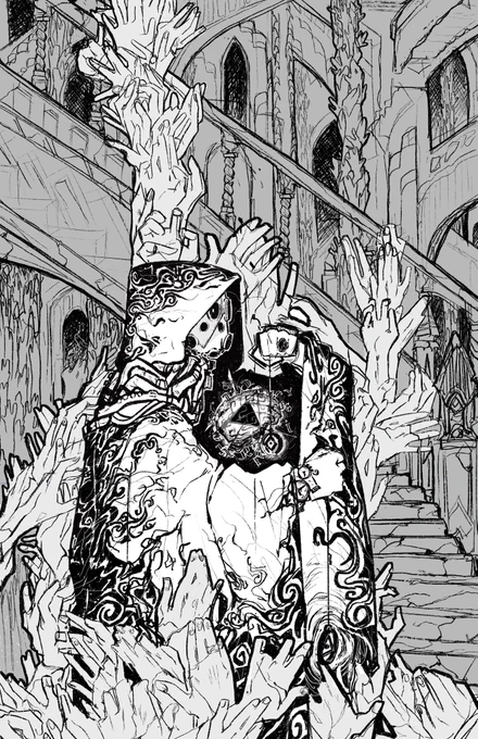 1. Forbidden knowledge

(hi yeah i'm doing inktober i found a prompt list from 2020 called weirdtober it's about eldritch horror and that's my thing right now so that's what we're doing)

#inktober #inktober2023 #inktober2023day1 