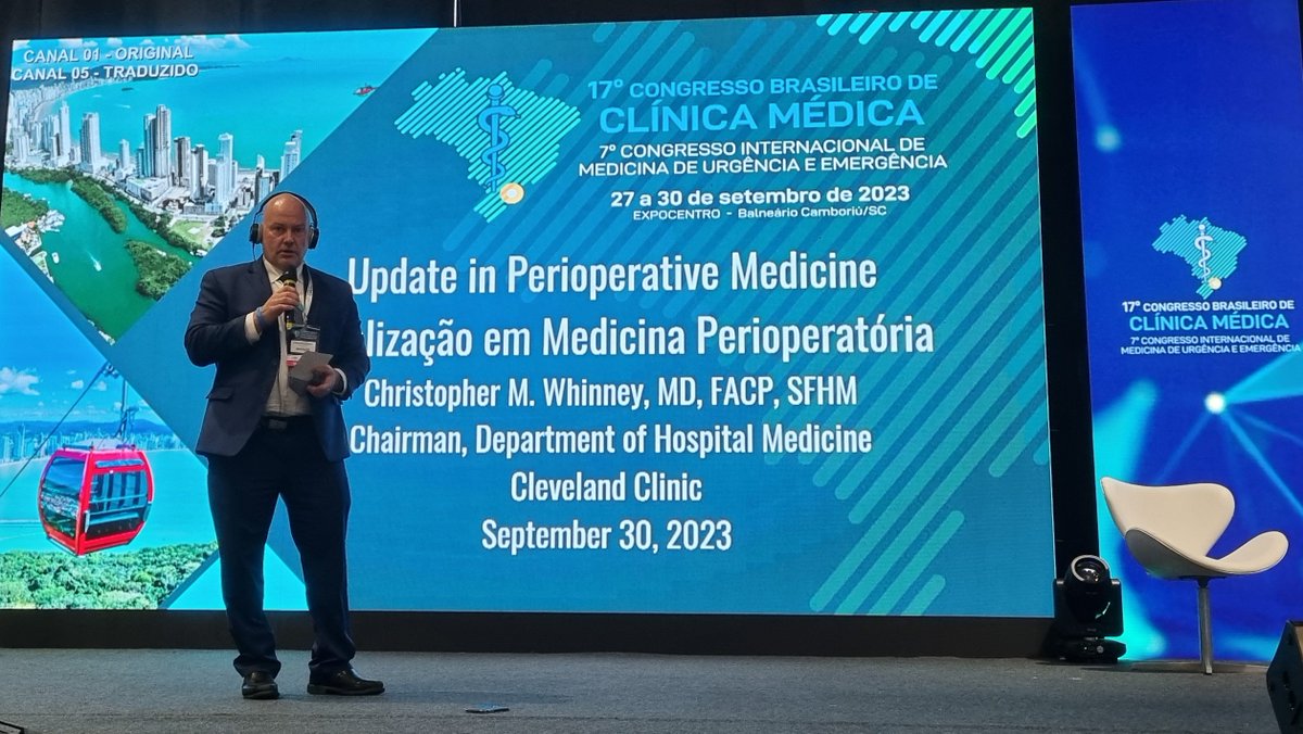 Many thanks to SBCM for the honor of hosting @whinnec from @ClevelandClinic at the 17th Brazilian Congress of Clinical Medicine! Kudos for the magnificent presentation!  #PeriOp #HospitalMedicine #Hospitalist #MedEd