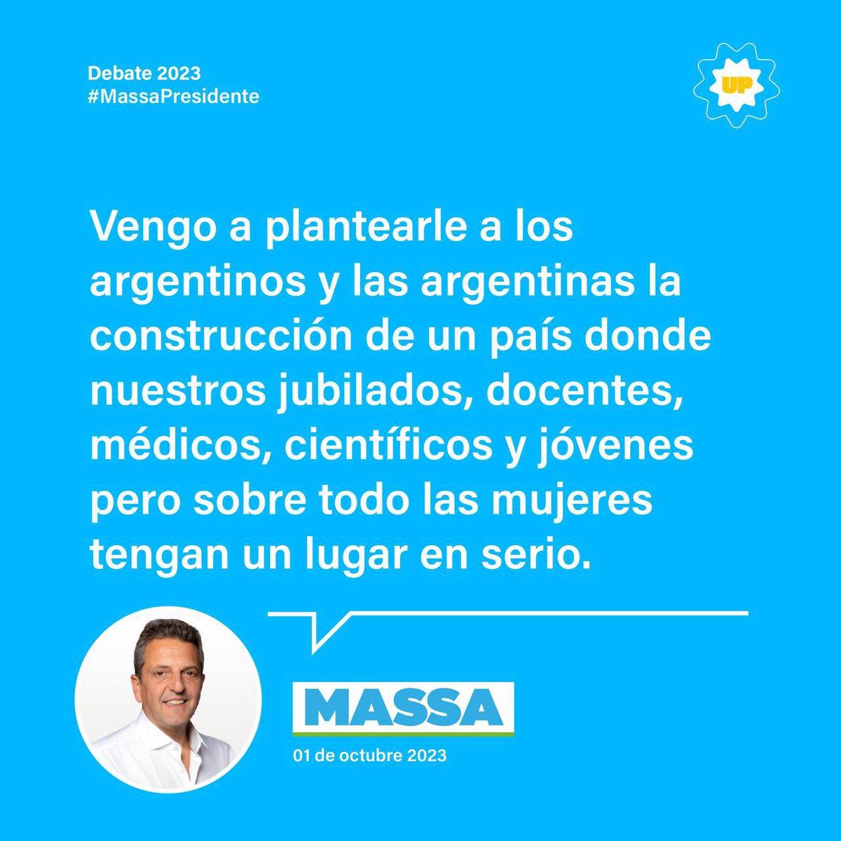 DamiContrerasOk's tweet photo. #Debate2023 • Sergio Massa está comprometido en construir una Argentina grande. 

#MassaPresidente 🇦🇷 ❤️ https://t.co/Vo3IXOwCYu