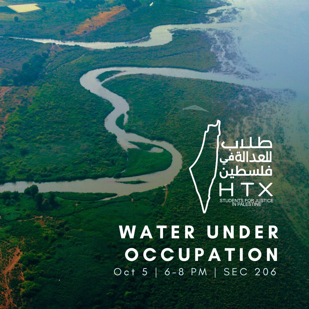 Join us October the 5th at 6:00pm in SEC 206 to explore how the Israeli occupation oppresses in every aspect of Palestinian life even water use. Visit stations and build your own take-home souvenir. Join us for our second GBM: Water under Occupation🇵🇸🇵🇸