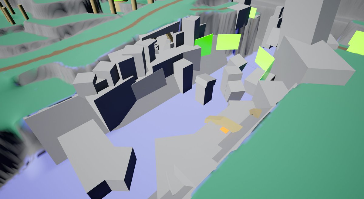 BrandonJorgen's tweet photo. It's #Blocktober once again! Here are a few shots of a level I made for a game mechanic jam my team put together for a project I'm working on.

 The goal was to see how far we could take our movement mechanics while the player is being chased throughout the level. https://t.co/mvMTCaTctV