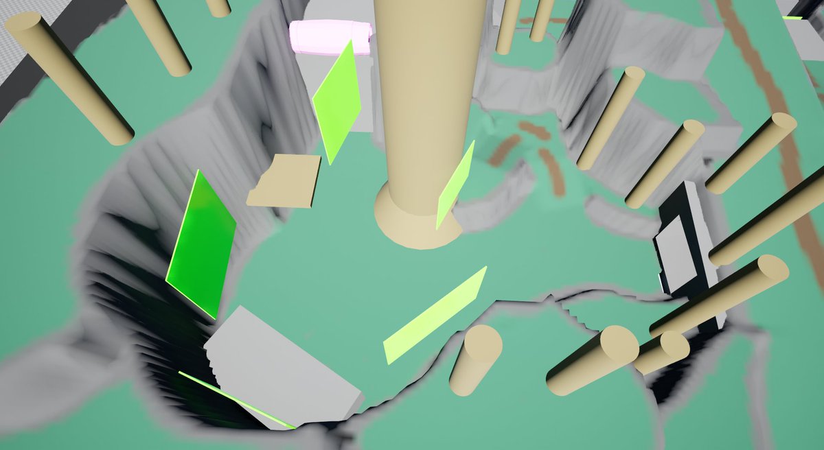 BrandonJorgen's tweet photo. It's #Blocktober once again! Here are a few shots of a level I made for a game mechanic jam my team put together for a project I'm working on.

 The goal was to see how far we could take our movement mechanics while the player is being chased throughout the level. https://t.co/mvMTCaTctV
