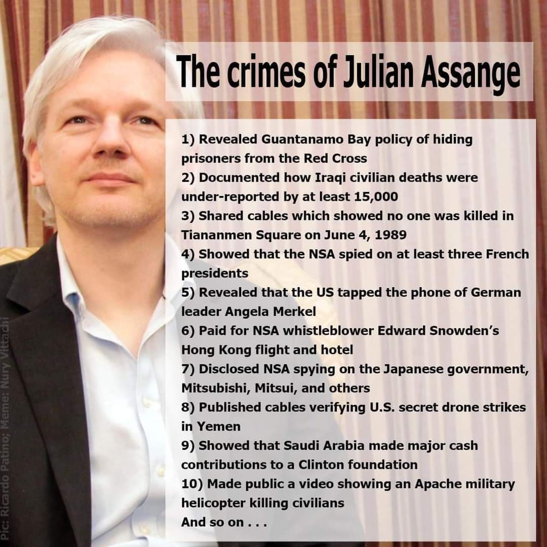 leggylinky's tweet photo. @shadygrooove Assange is still languishing in prison, whilst the war mongers walk free.  His crime? https://t.co/RVIPDnBosN