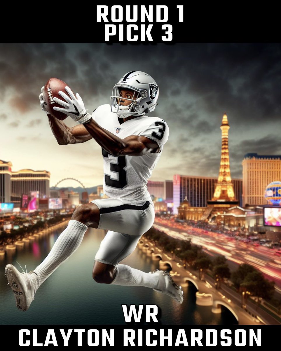LVRedzone's tweet photo. Please join us in welcoming WR Clayton Richardson to the Las Vegas Raiders. He joins Amon-Ra St. Brown, Hunter Renfrow, and KJ Hamler in what is becoming a scary receiving corp. #RaiderNation https://t.co/4IWVUehVeY