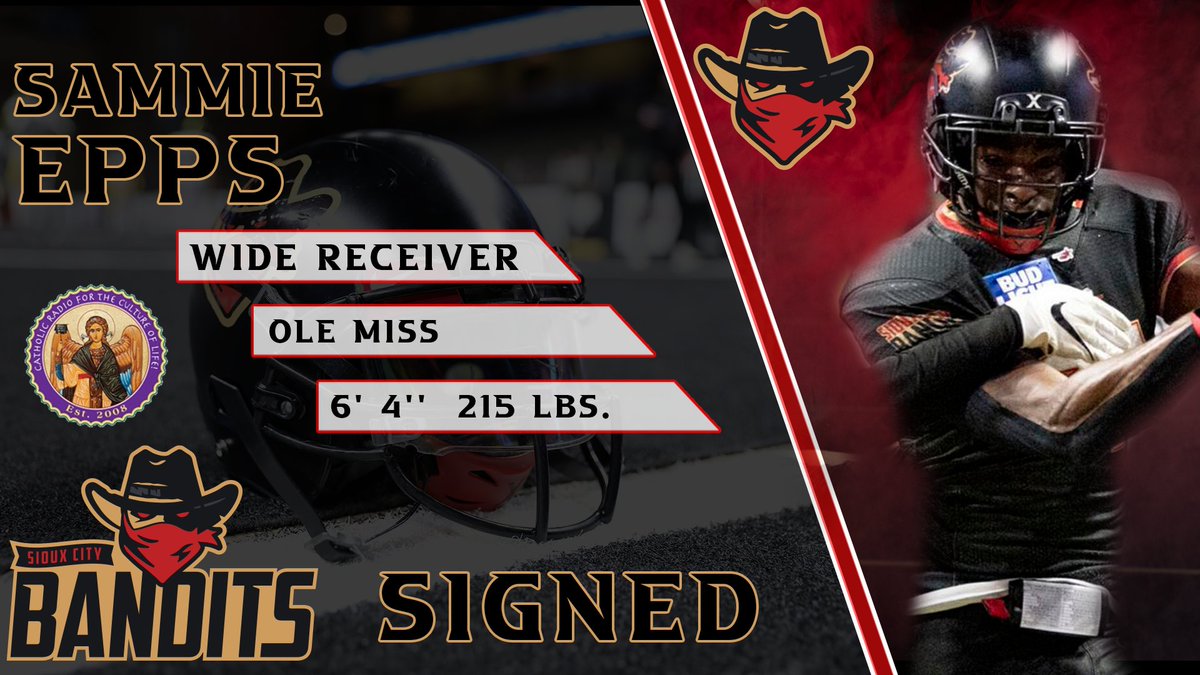 sc_bandits's tweet photo. Welcome Back to the Bandits Sammie Epps.

This isn't Epps first rodeo with the Sioux City Bandits, and we're excited to have the playmaker back in mix for the 2024 season.

This signing is brought to you by our Community Partner Siouxland Catholic Radio. https://t.co/O9fgf9sF3o