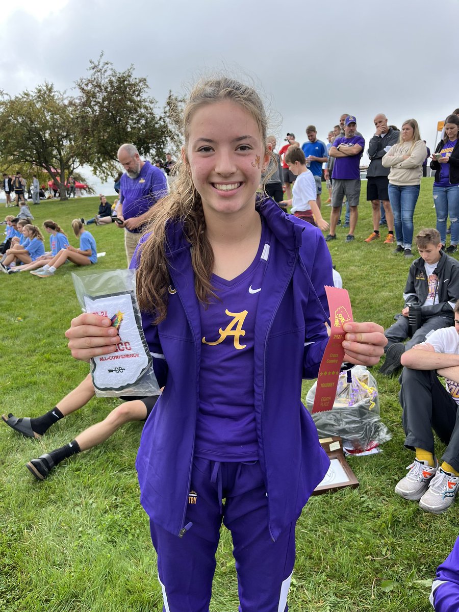 AHSGirlsCross's tweet photo. The girls ran great at the 2023 NECC meet hosted by Angola finishing in 5th place as a team. Ava Budak earned herself All Conference distinction with an 8th place finish! #APride https://t.co/grnx83VA4Q