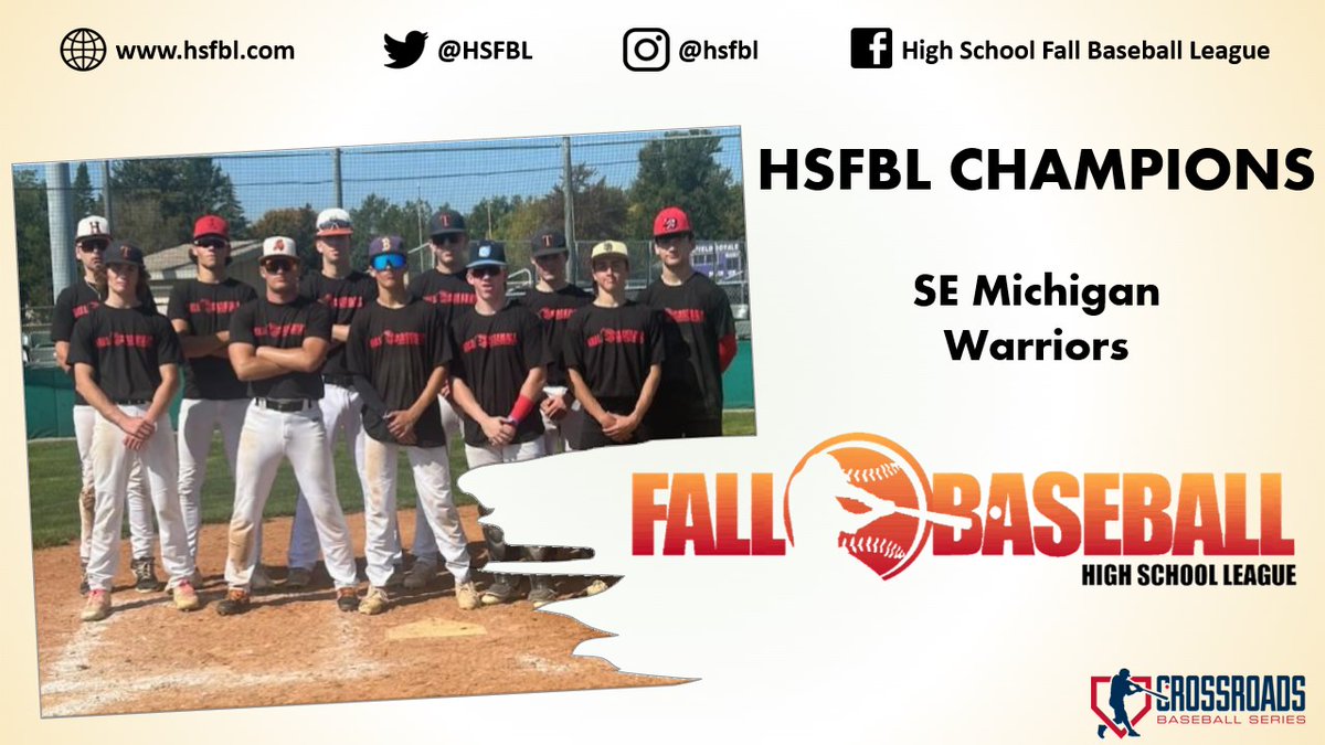 ⚾️🏆 𝙃𝙎𝙁𝘽𝙇 𝘾𝙝𝙖𝙢𝙥𝙞𝙤𝙣𝙨 🏆⚾️

Congratulations to the SE Michigan Warriors on their #HSFBL league championship!  

#SEMichiganFallBall