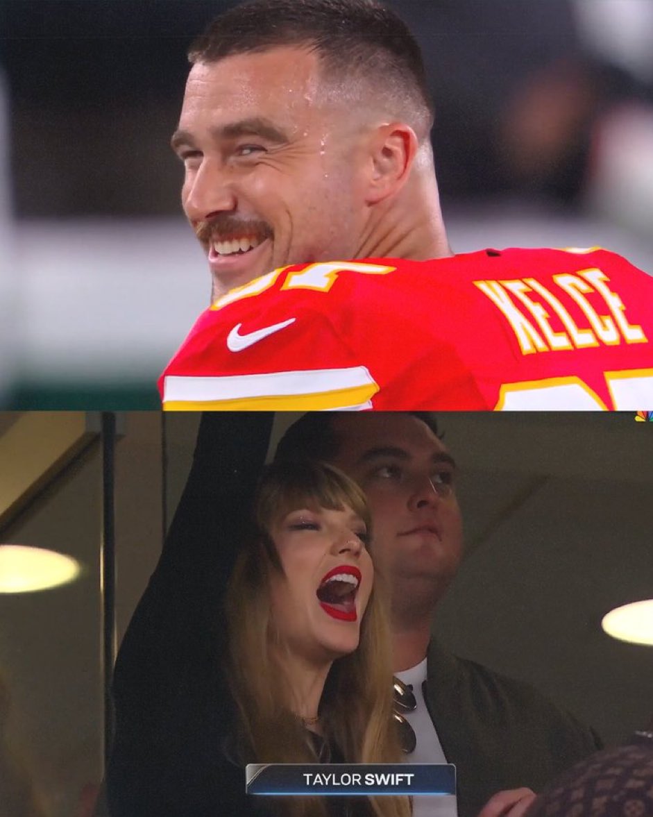 over-serious blowhards need to relax on criticizing the taylor swift/travis kelce thing. it’s AWESOME, it’s FUN and it’s american culture in all its  corn-syrup glory. are you not entertained?