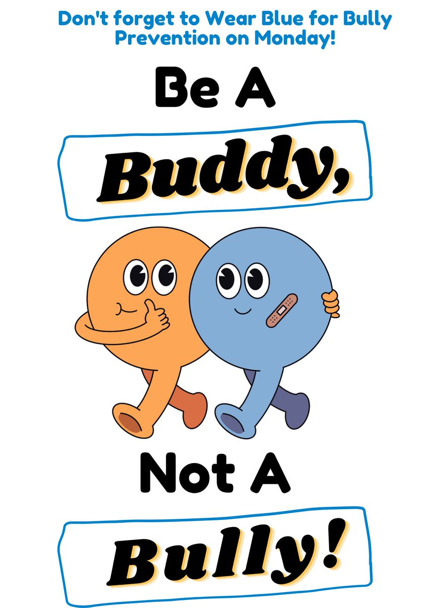 Kinder Stallions! 
Don’t forget to wear blue TOMORROW for Bully Prevention! 💙🩵💙