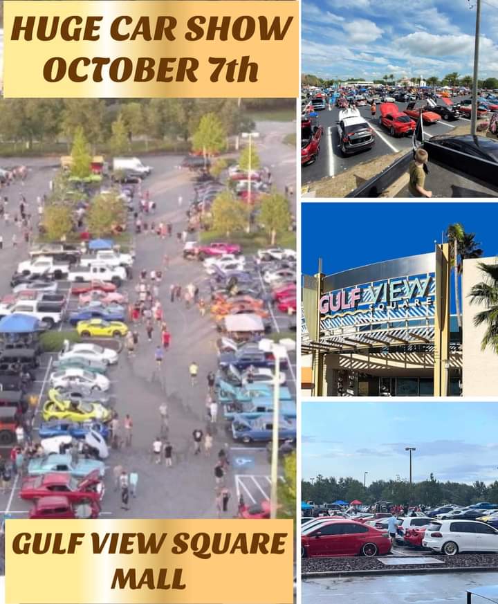 Joining Our Traffic Team Radio Network : Gulf View Mall Car Show For Tunnel to Towers which helps the fallen families from 911 October 7 10-4 Over 1200 cars & Mororcycles all kinds 200 Awards & 50 Raffles 727-418-1711 The event CARS 4 KIDS & VETERANS will support local kids