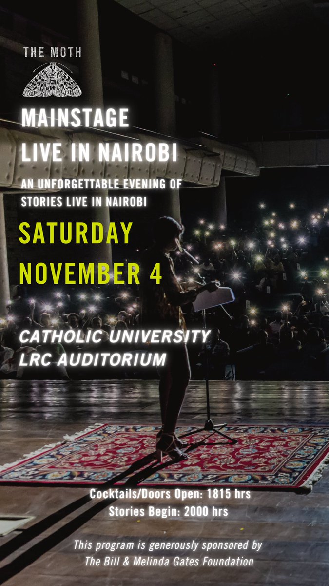 BluegrassKenya's tweet photo. "When it comes to engaging and brilliant storytelling, The Moth never disappoints. Moth performances are the go-to for anyone who has ever wanted to hear the best of the art of storytelling.” –Forbes.  Get your early bird tickets for November 4th: https://t.co/N8FvygaXlP https://t.co/1ueQnjfOYt
