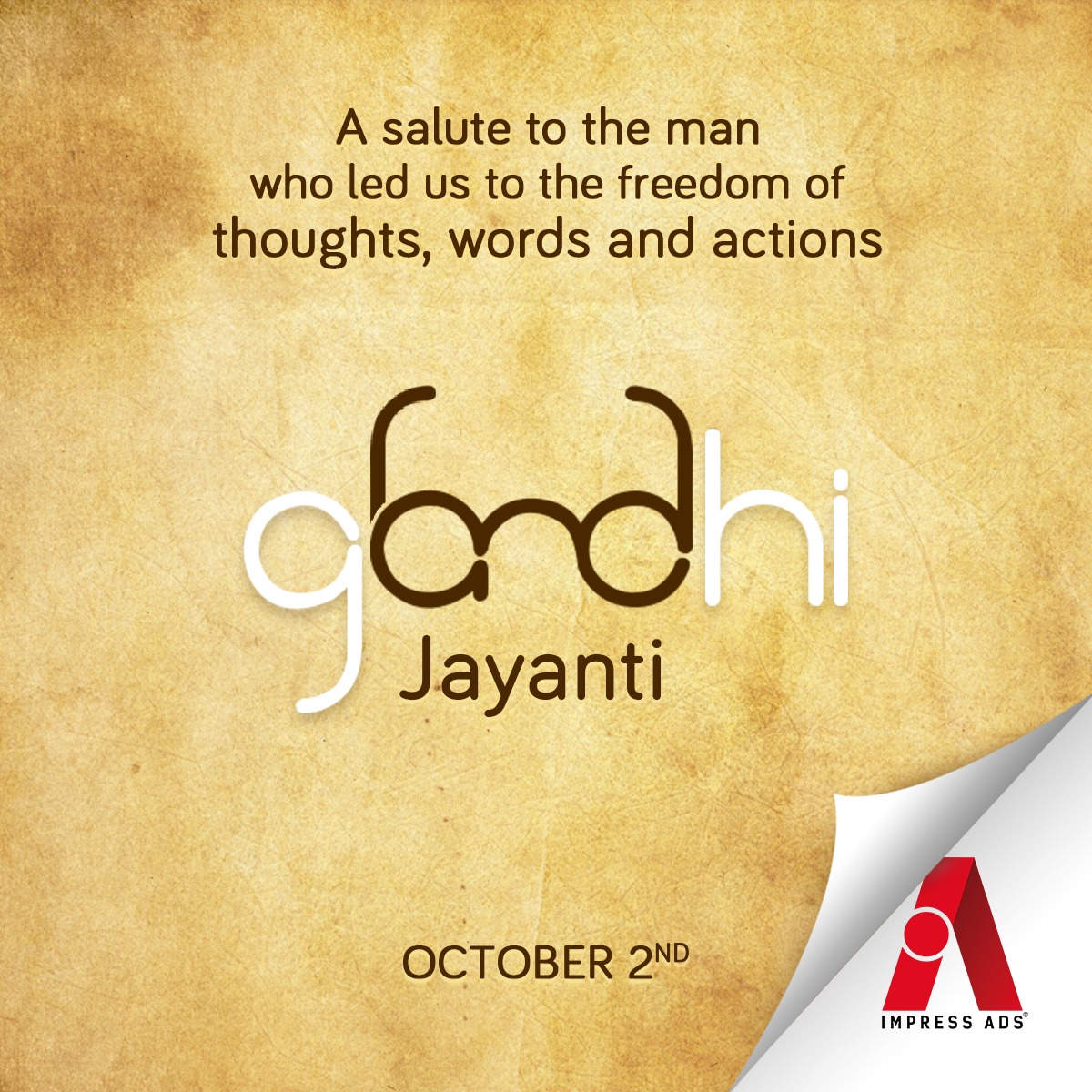 ImpressAds's tweet photo. On Gandhi Jayanti, let's pay tribute to the man who showed us the path to freedom through our thoughts, words, and actions. Wishing you a Happy Gandhi Jayanti!
#gandhijayanti #wishes #2ndoctober #impressads https://t.co/UkhqS7Tsre