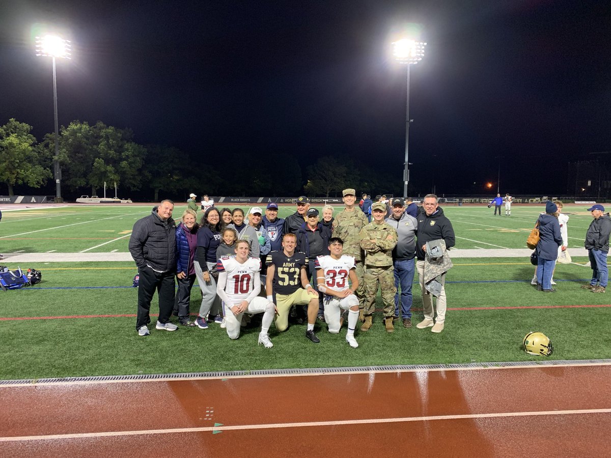 This had to break some sort of record…the number of Woodlands Christian families and former warrior students on the field after the sprint football game! Army vs UPenn #connectionsmatter ⁦@twcasports⁩