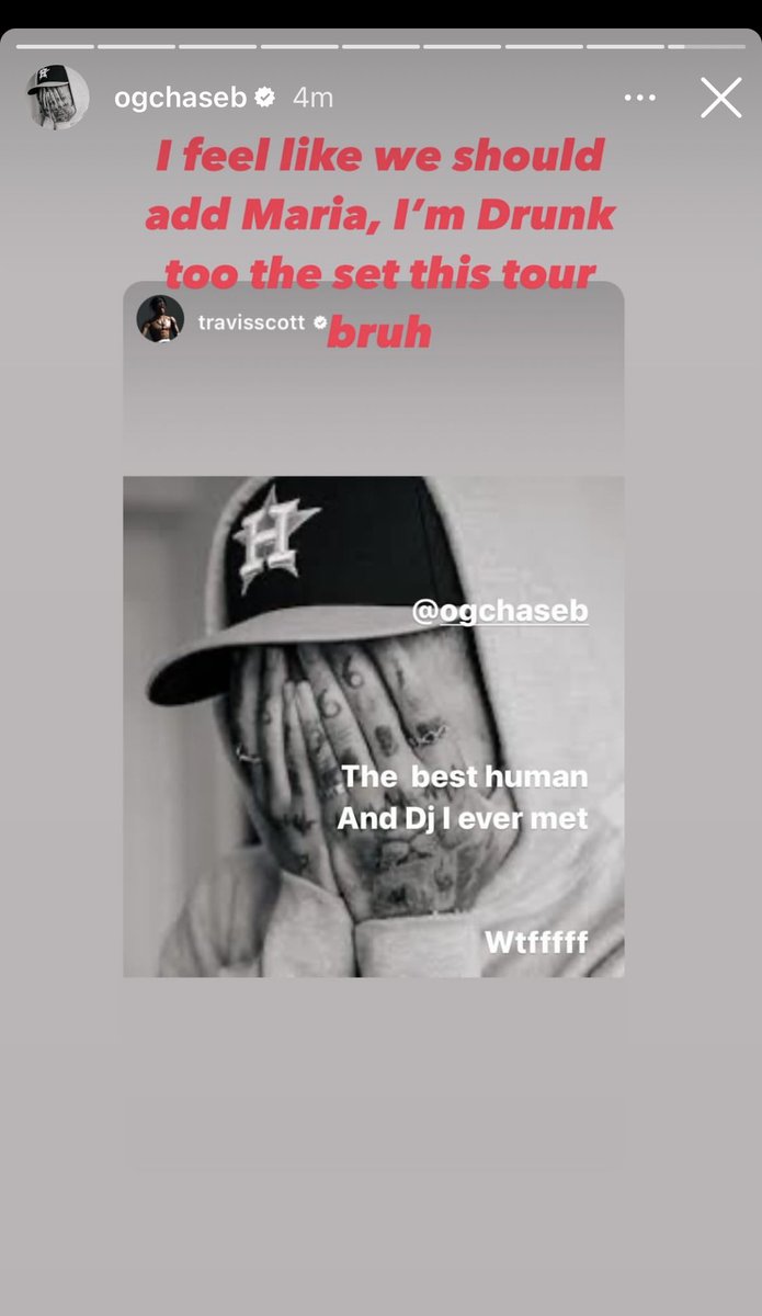 RodeoTheAlbum's tweet photo. Chase B says Travis Scott should add Maria I’m Drunk to the tour setlist https://t.co/F2aHqRPxah