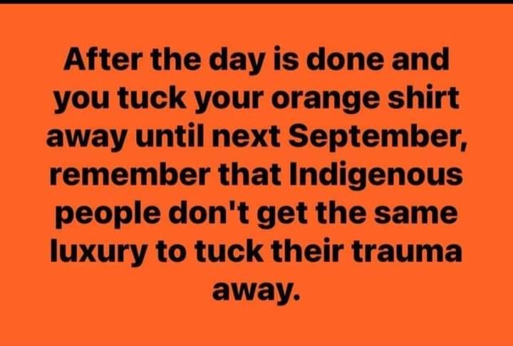 Many of us are learning to pack away Our Traumas, learning to deal with the shitty hand the churches n Government dealt us! We, are still here! 🧡 
#everychildmatters 
#intergenerationaltrauma 
#intergenerationalhealing