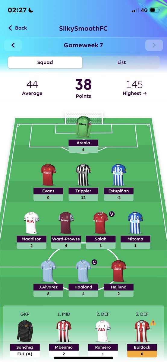 City___Boi's tweet photo. Wildcard activated for GW8 

Two stinky weeks calls for change

Thoughts? #FPL #FPLCommunity https://t.co/qGKE9YHOCp