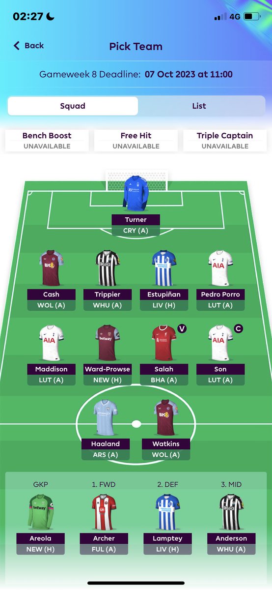 City___Boi's tweet photo. Wildcard activated for GW8 

Two stinky weeks calls for change

Thoughts? #FPL #FPLCommunity https://t.co/qGKE9YHOCp