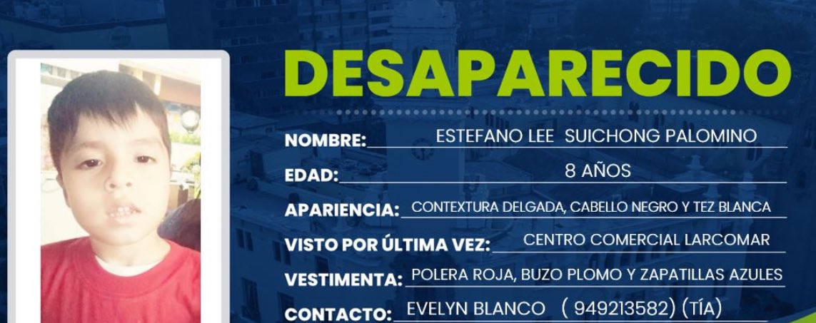 materesadulanto's tweet photo. Este niñito ha desaparecido. Amigos busquémoslo por todos lados.   Se perdió en LARCOMAR.  Compártanlo muchas gracias por hacerlo viral para poder encontrarlo antes que le suceda algo. https://t.co/UEfLYW6yke