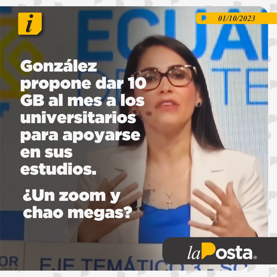 Eso no alcanza ni para la muela. La candidata Luisa González propone ayudar a los universitarios con internet de celular al mes. 10 GB sería lo que daría. ¿Te alcanzaría estudiar al mes con esos GB?
