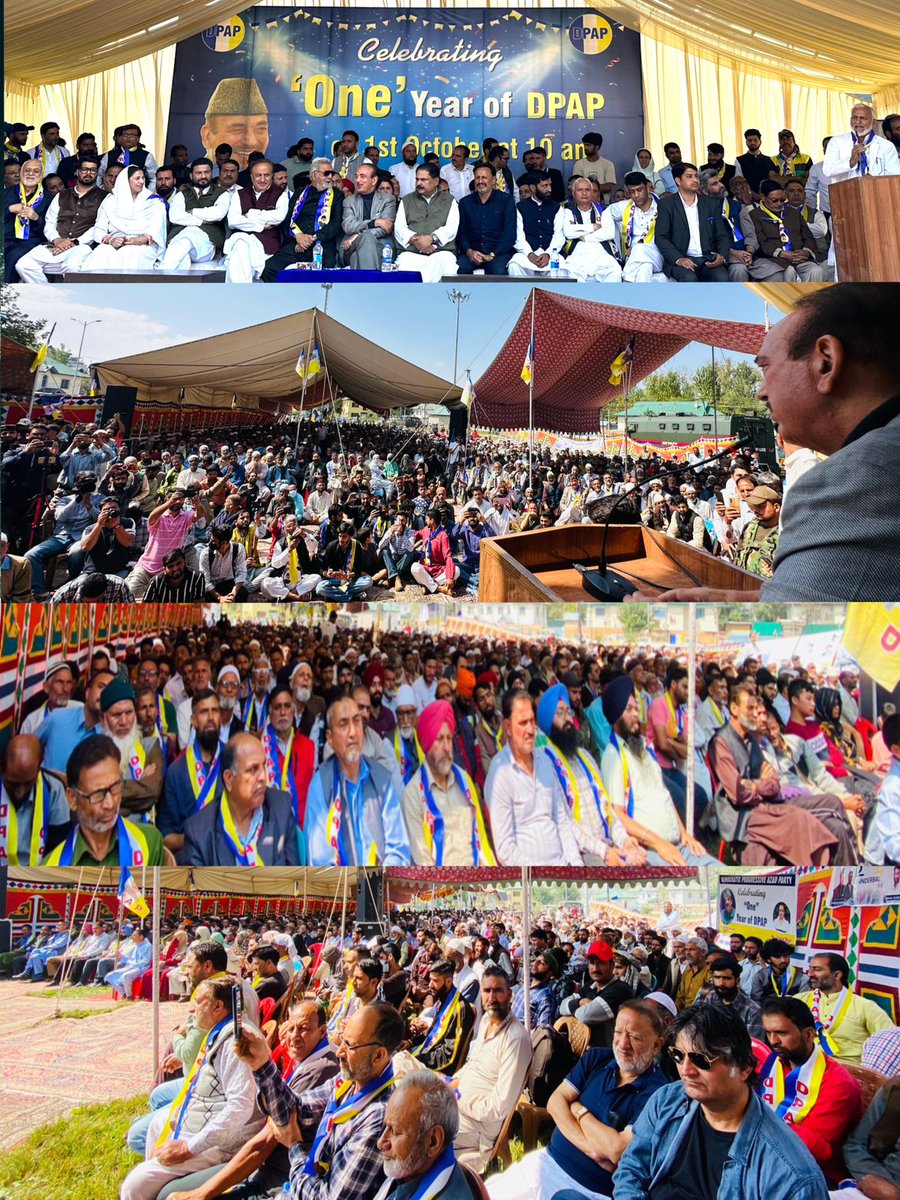 GMSaroori's tweet image. Democratic Progressive Azad Party (DPAP) led by former Chief Minister Ghulam Nabi Azad on Sunday Celebrated  'One Year of DPAP' at Municipal Park Jawahar Nagar Srinagar. #DPAP #OneYear #GhulamNabiAzad #GMSaroori #Saroori #Inderwal