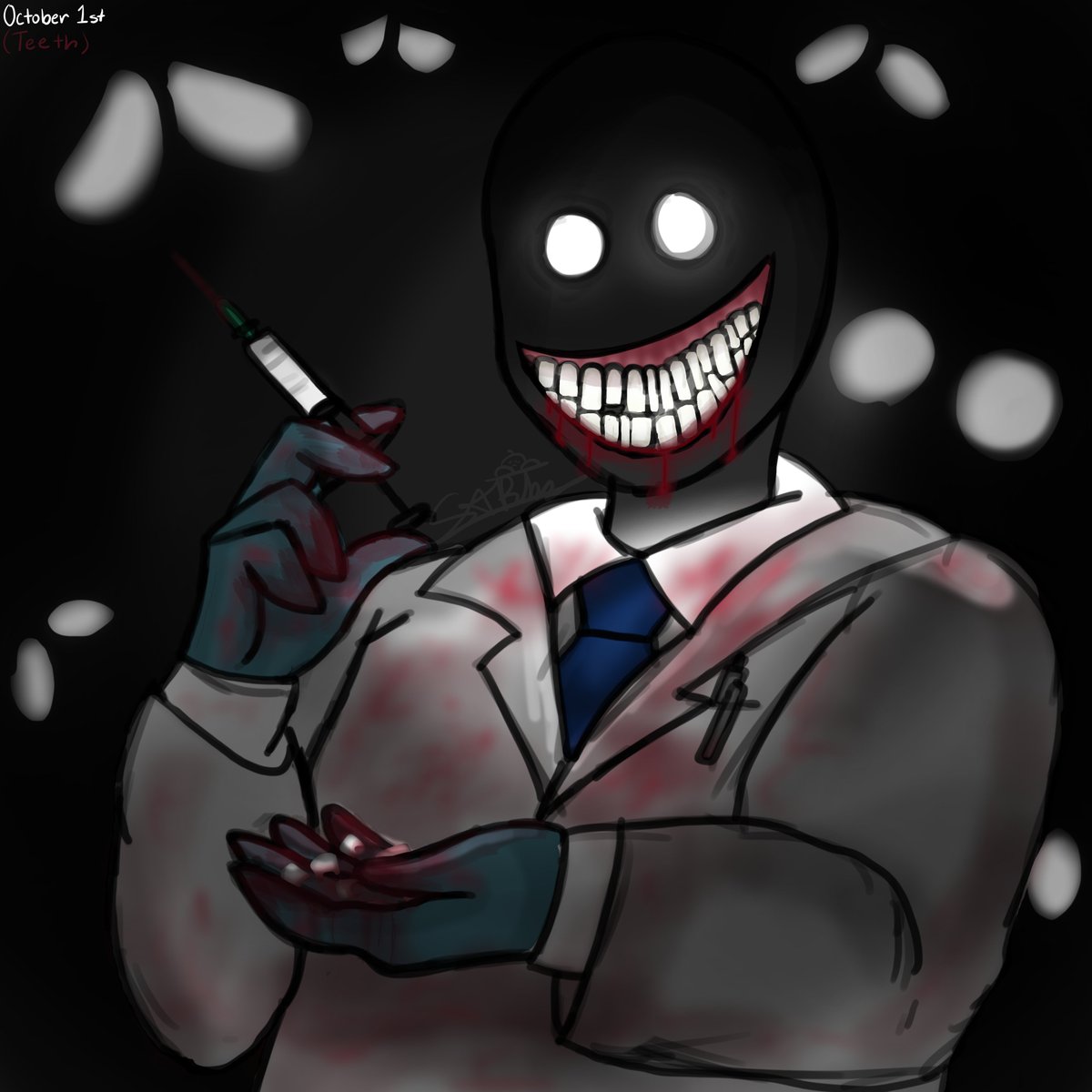 RayZZZZyeah's tweet image. This is for Goretober!
(TW: Blood, Unsettling eyes, dentist)
#Goretober2023 #spooky #Goretober #teeth #goretoberteeth #drawing #art #scaryart