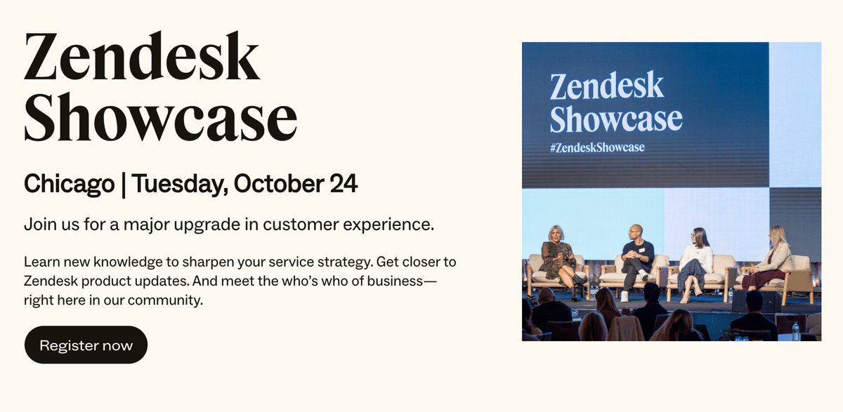 Can't Come To New York? Attend #ZendeskShowcase for free in Chicago on October 24! 🤩 See keynote speaker @ImMollyBloom 💡 Hear from experts at @squarespace and @dfinsolutions 🧠 Discover how #ZendeskAI is reshaping customer experience infl.tv/m2oF