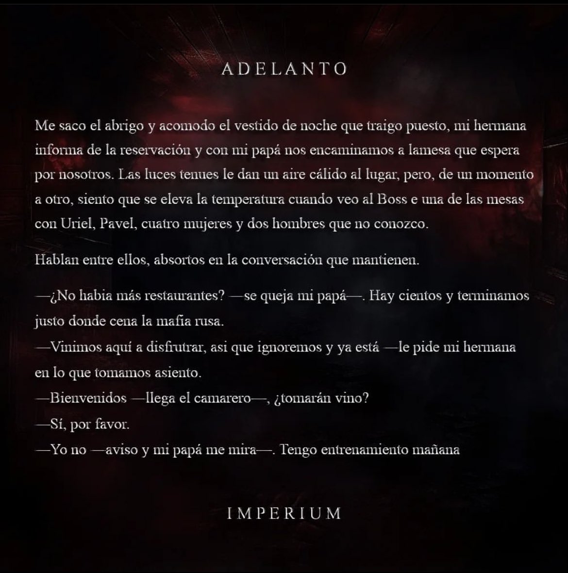 LvsDominio's tweet photo. — Eva vía IG
Adelanto del tercer libro de la trilogía Dominio “Imperium” https://t.co/e1FlycH2W7
