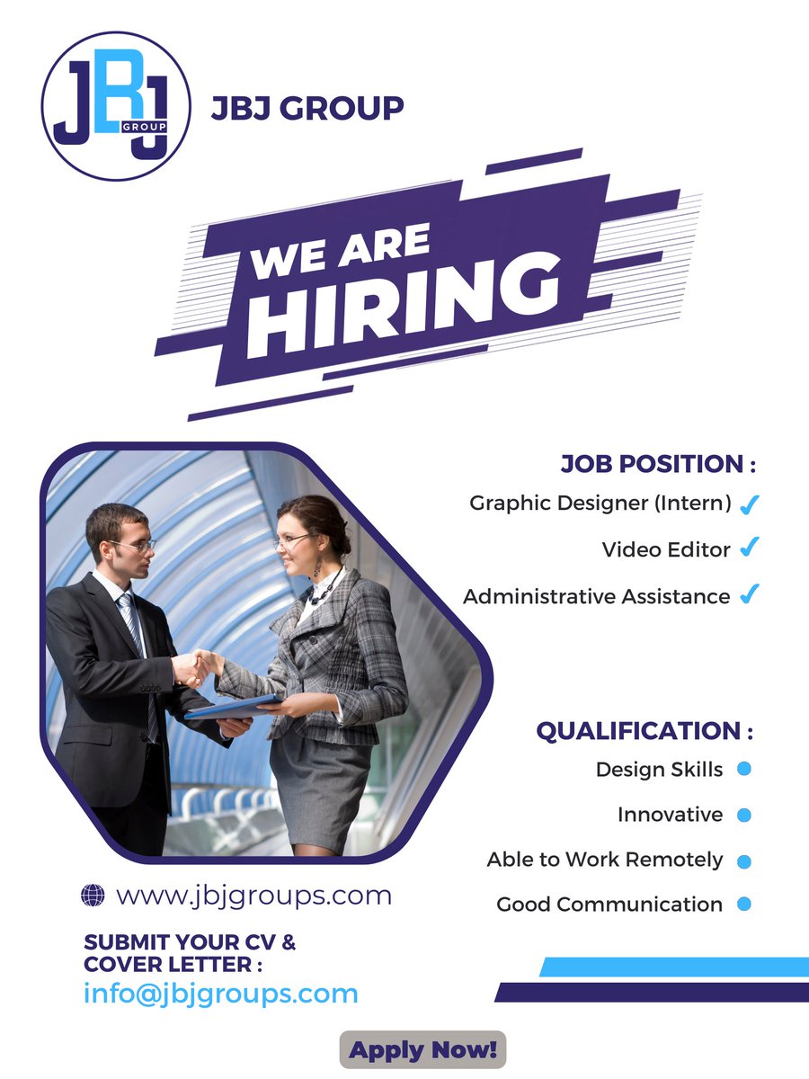 JbjgroupCo's tweet photo. Check our website (link on the poster) for more details on the job positions. https://t.co/BImKQEnYip