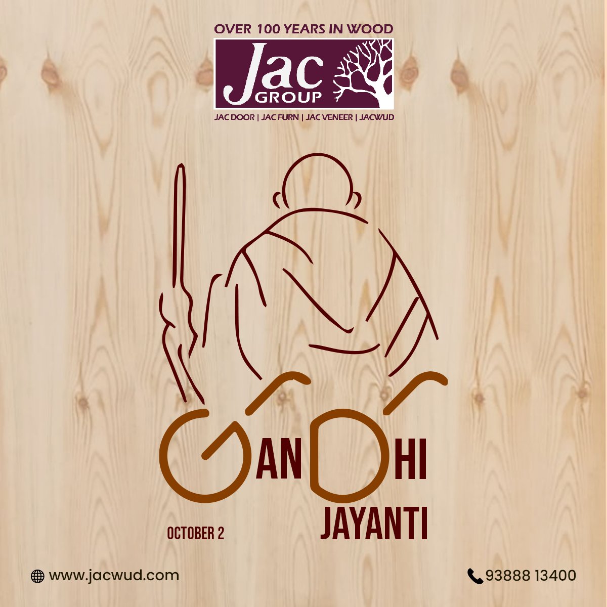 jacwud's tweet photo. On this Gandhi Jayanti, we pay tribute to Mahatma Gandhi's enduring legacy of non-violence, truth, and simplicity. Let his wisdom continue to guide us toward a better tomorrow. Happy Gandhi Jayanti to all!

https://t.co/rhP1ZOEdRo

#jacgroup #Jacwud #gandhijayanti #wishes https://t.co/mf9MN1utdf