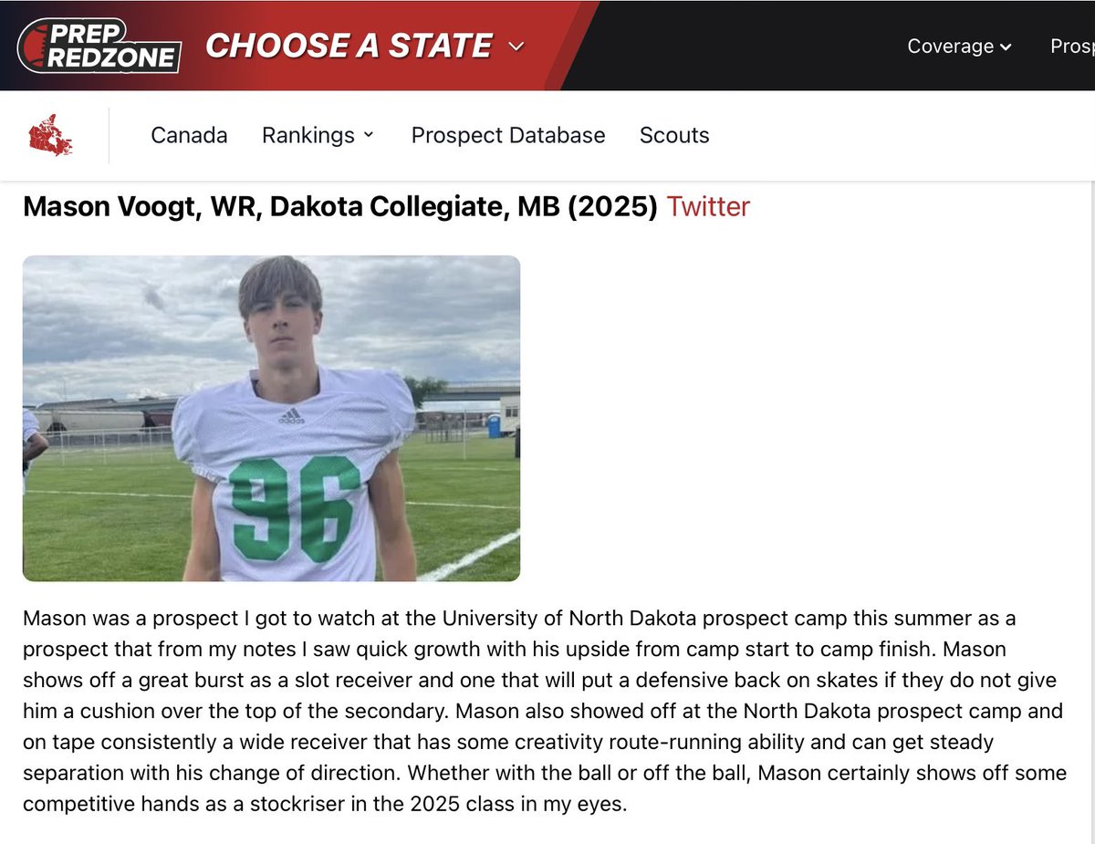 A big thank you to <a href="/NWahlScouting/">Nate Wahl</a> and <a href="/przcanada/">Prep Redzone Canada</a> for the write up from the <a href="/UNDfootball/">North Dakota Football</a> camp.

<a href="/RecruitReady/">Recruit Ready</a>